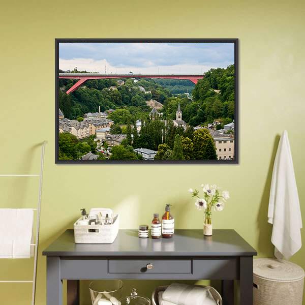 Grand Duchess Charlotte Bridge Canvas Wall Art-1 Piece-Floating Frame-24" x 16"-Tiaracle