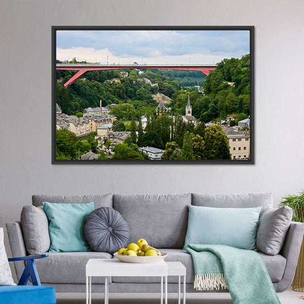 Grand Duchess Charlotte Bridge Canvas Wall Art-3 Horizontal-Gallery Wrap-25" x 16"-Tiaracle