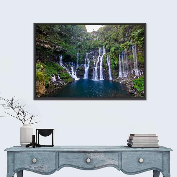 Grand Galet Waterfall Canvas Wall Art-1 Piece-Floating Frame-24" x 16"-Tiaracle