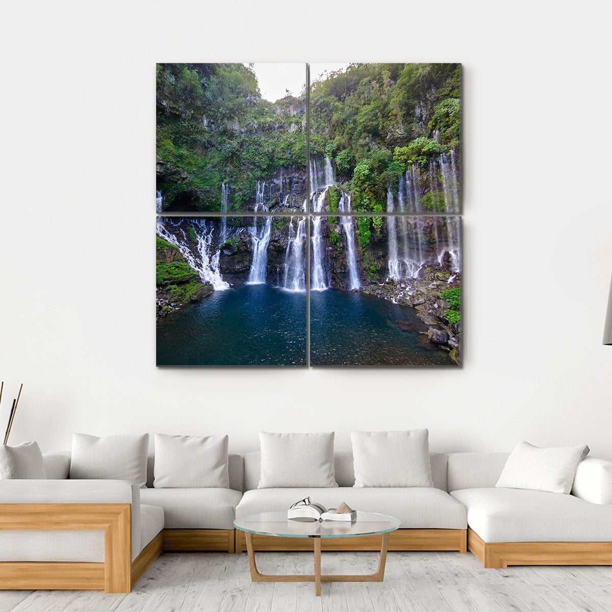 Grand Galet Waterfall Canvas Wall Art-4 Square-Gallery Wrap-17" x 17"-Tiaracle