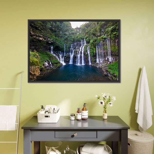 Grand Galet Waterfall Canvas Wall Art-1 Piece-Floating Frame-24" x 16"-Tiaracle