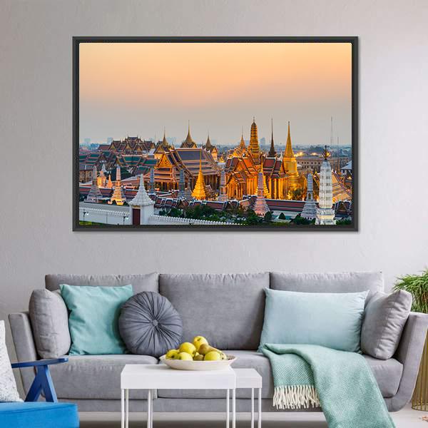 Grand Palace Bangkok Canvas Wall Art-3 Horizontal-Gallery Wrap-25" x 16"-Tiaracle