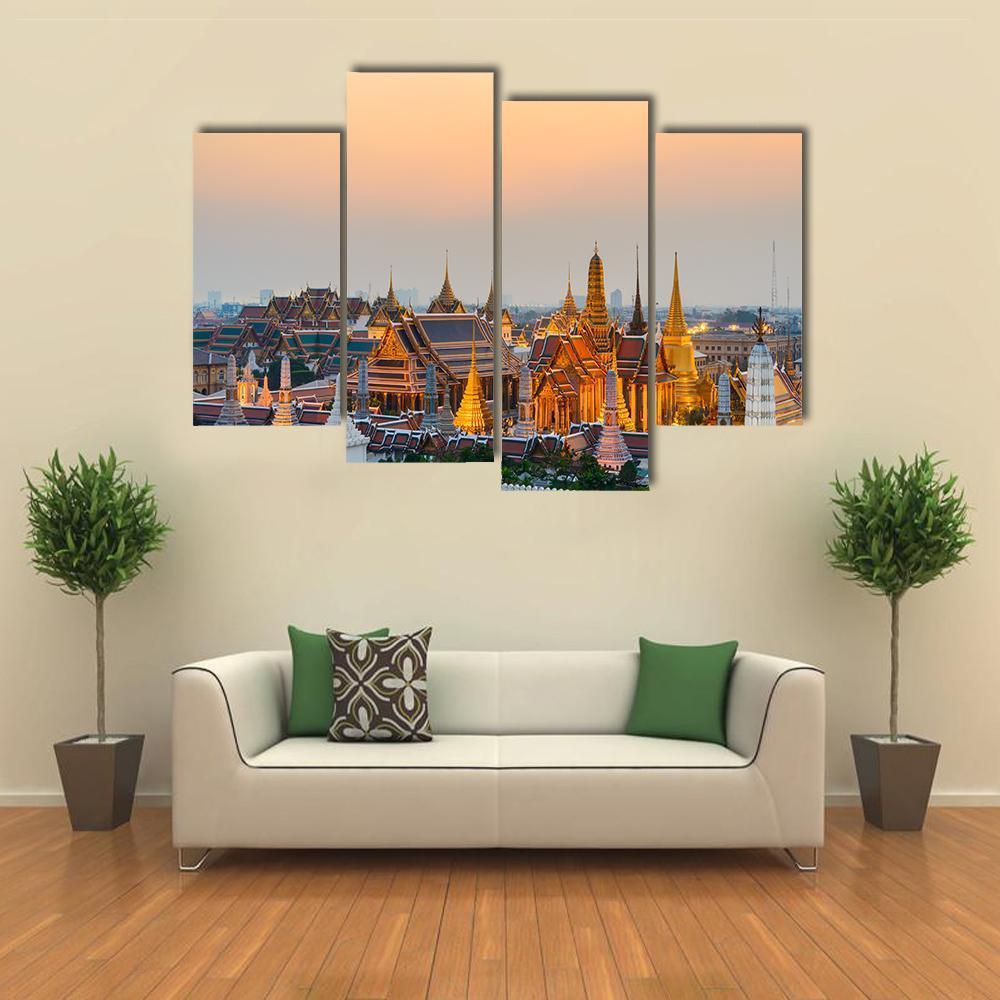 Grand Palace Bangkok Canvas Wall Art-4 Pop-Gallery Wrap-50&quot; x 32&quot;-Tiaracle