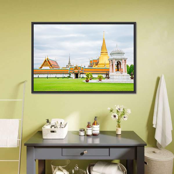 Grand Palace In Bangkok Canvas Wall Art-1 Piece-Floating Frame-24" x 16"-Tiaracle