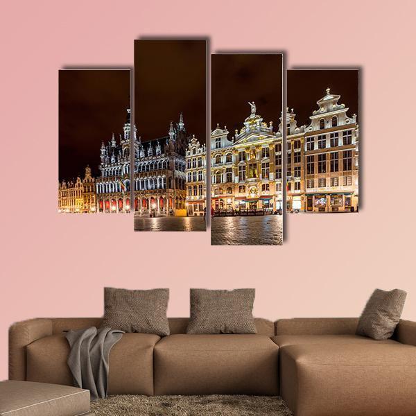 Brussels Grand Place Canvas Wall Art-4 Pop-Gallery Wrap-50" x 32"-Tiaracle