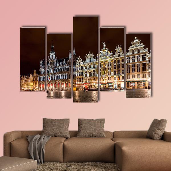 Brussels Grand Place Canvas Wall Art-5 Pop-Gallery Wrap-47" x 32"-Tiaracle