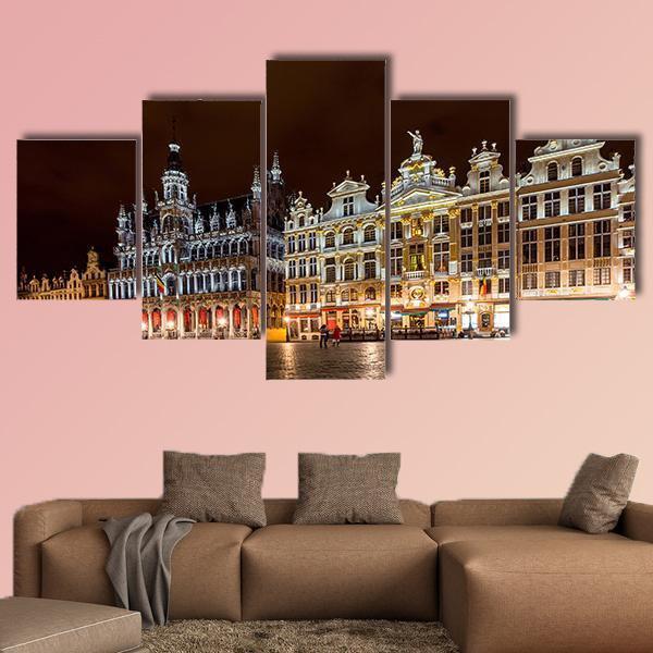 Brussels Grand Place Canvas Wall Art-5 Pop-Gallery Wrap-47" x 32"-Tiaracle