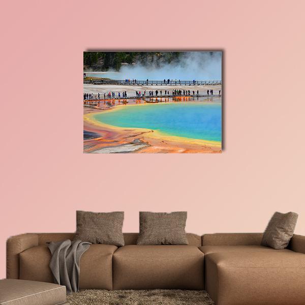 Grand Prismatic Spring Wyoming Canvas Wall Art-1 Piece-Gallery Wrap-36" x 24"-Tiaracle