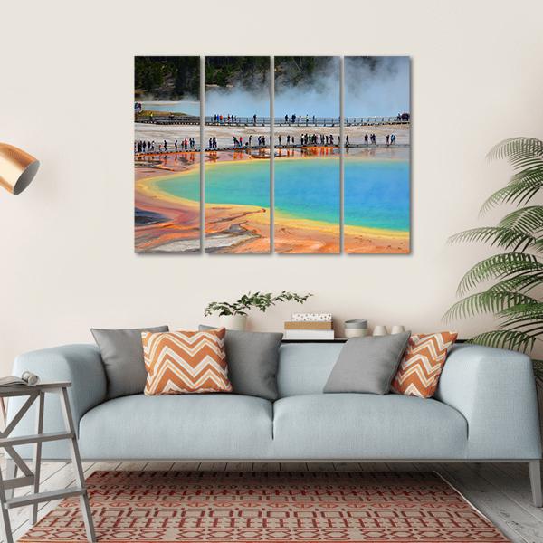 Grand Prismatic Spring Wyoming Canvas Wall Art-4 Horizontal-Gallery Wrap-34" x 24"-Tiaracle
