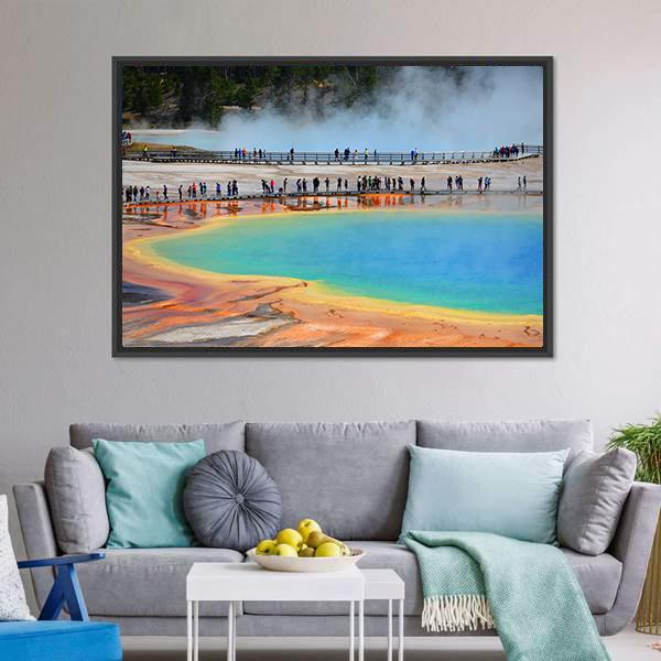 Grand Prismatic Spring Wyoming Panoramic Canvas Wall Art-1 Piece-36" x 12"-Tiaracle