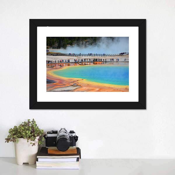 Grand Prismatic Spring Wyoming Panoramic Canvas Wall Art-1 Piece-36" x 12"-Tiaracle