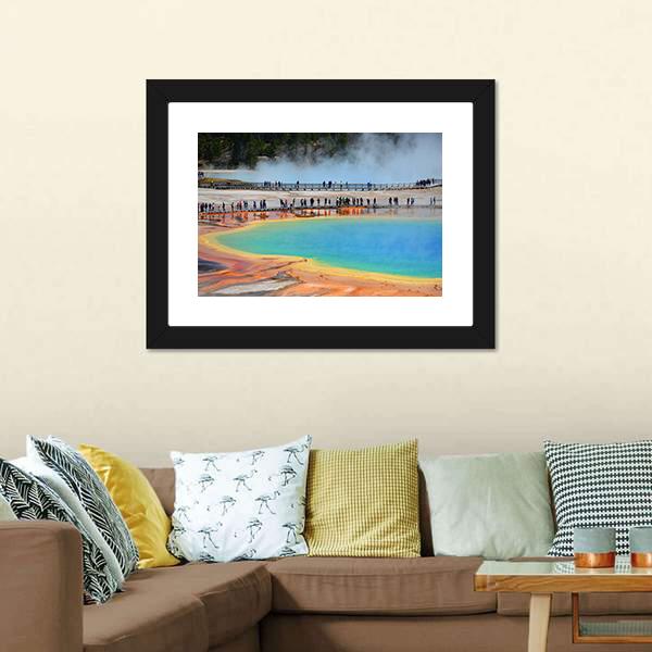 Grand Prismatic Spring Wyoming Panoramic Canvas Wall Art-1 Piece-36" x 12"-Tiaracle