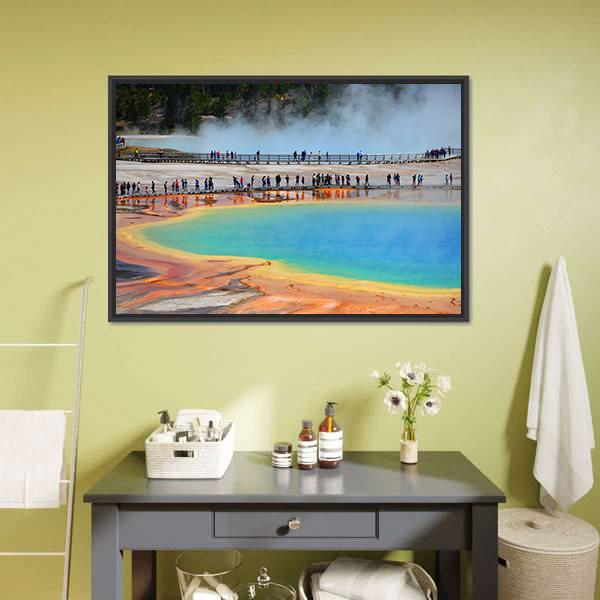 Grand Prismatic Spring Wyoming Panoramic Canvas Wall Art-1 Piece-36" x 12"-Tiaracle