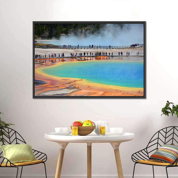 Grand Prismatic Spring Wyoming Panoramic Canvas Wall Art-1 Piece-36" x 12"-Tiaracle