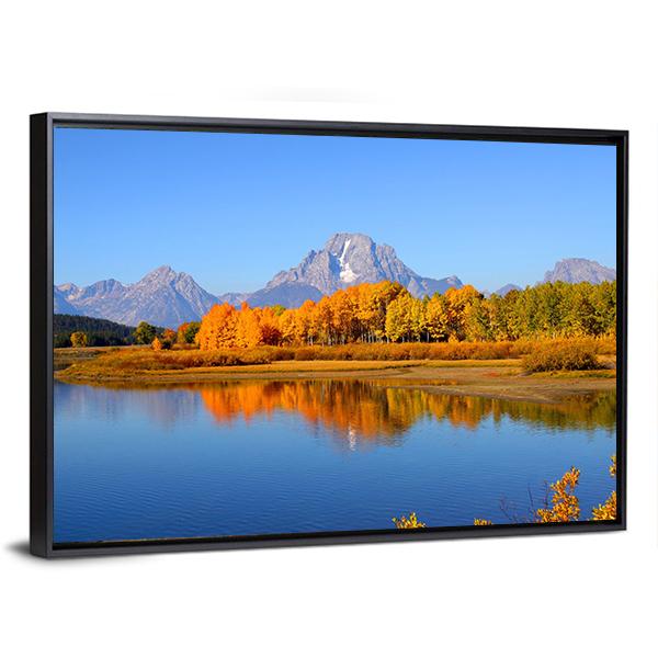 Grand Teton From Oxbow Bend Canvas Wall Art-3 Horizontal-Gallery Wrap-25" x 16"-Tiaracle