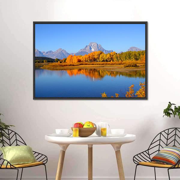 Grand Teton From Oxbow Bend Canvas Wall Art-3 Horizontal-Gallery Wrap-25" x 16"-Tiaracle