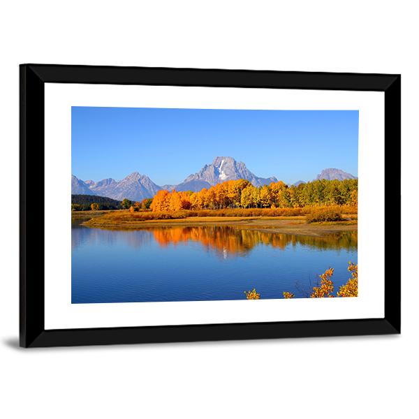 Grand Teton From Oxbow Bend Canvas Wall Art-3 Horizontal-Gallery Wrap-25" x 16"-Tiaracle