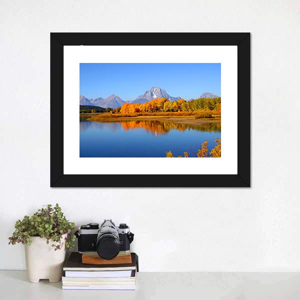 Grand Teton From Oxbow Bend Canvas Wall Art-1 Piece-Framed Print-20" x 16"-Tiaracle