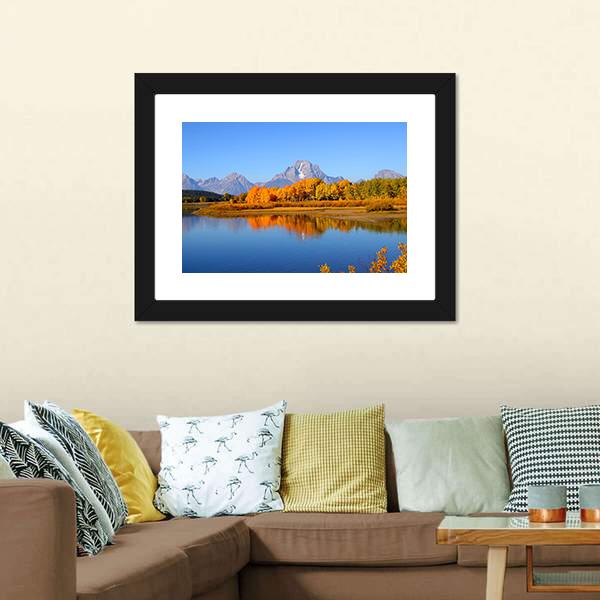 Grand Teton From Oxbow Bend Canvas Wall Art-3 Horizontal-Gallery Wrap-25" x 16"-Tiaracle
