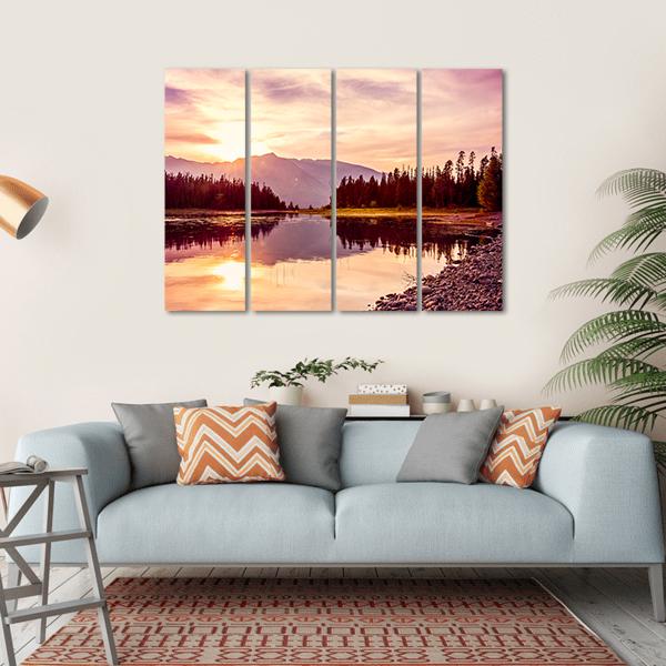 Grand Teton &amp; Jackson Lake Canvas Wall Art-4 Horizontal-Gallery Wrap-34" x 24"-Tiaracle