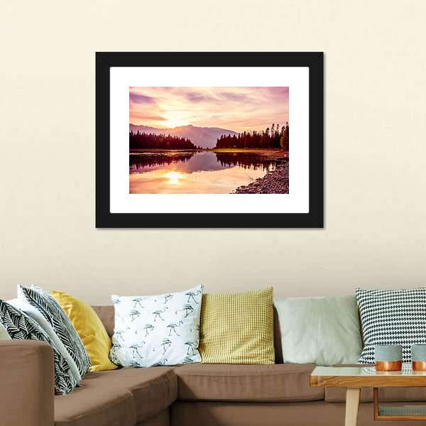 Grand Teton & Jackson Lake Canvas Wall Art-5 Horizontal-Gallery Wrap-22" x 12"-Tiaracle