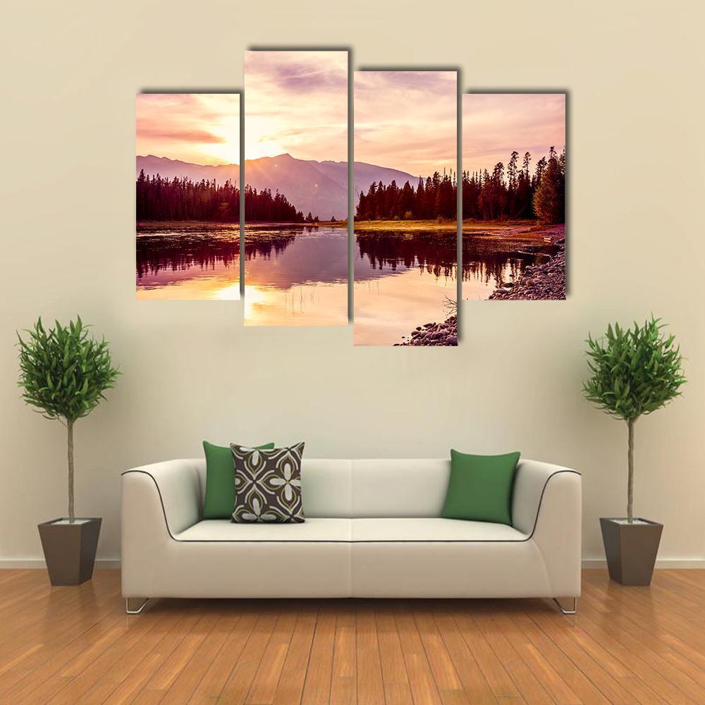 Grand Teton &amp; Jackson Lake Canvas Wall Art-4 Pop-Gallery Wrap-50" x 32"-Tiaracle
