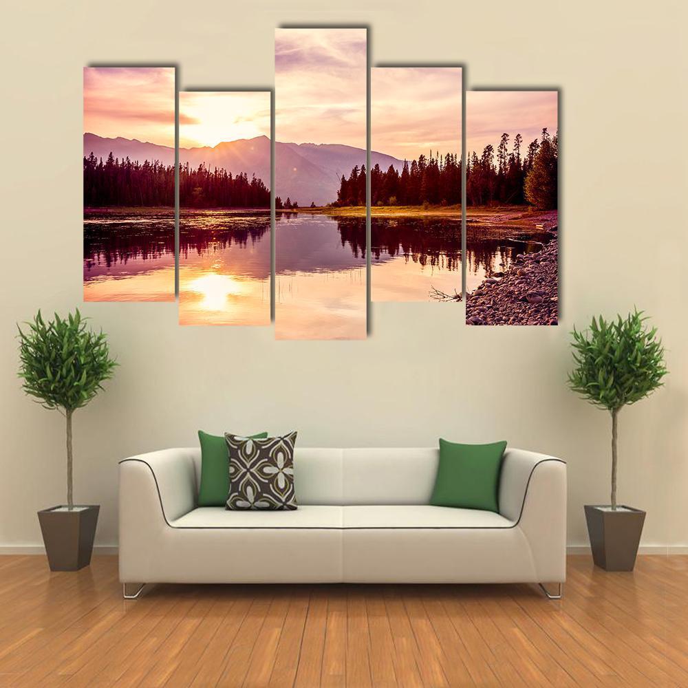Grand Teton &amp; Jackson Lake Canvas Wall Art-5 Pop-Gallery Wrap-47" x 32"-Tiaracle