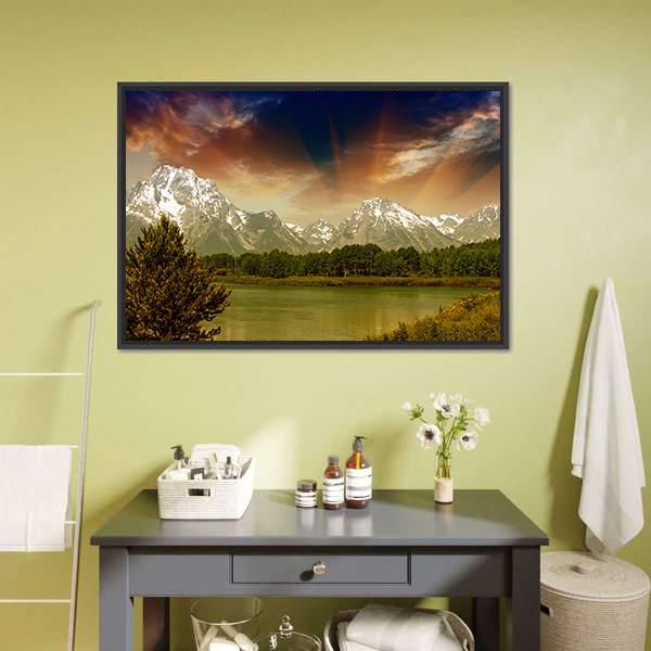 Grand Teton National Park Canvas Wall Art-1 Piece-Floating Frame-24" x 16"-Tiaracle