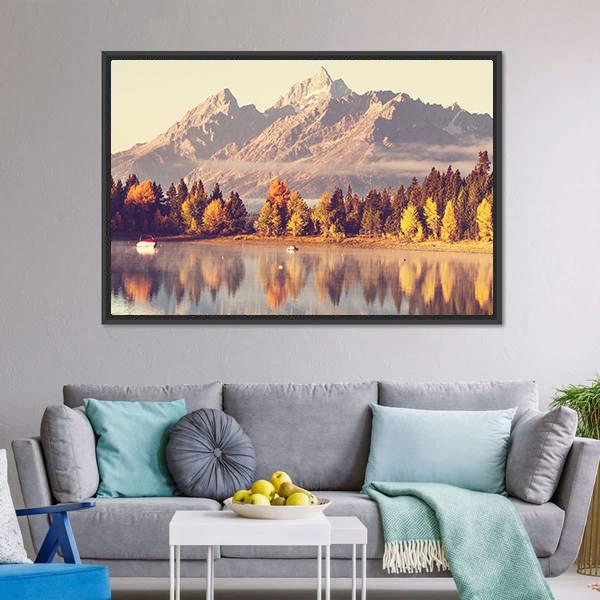 Grand Teton National Park In Autumn Canvas Wall Art-3 Horizontal-Gallery Wrap-25" x 16"-Tiaracle