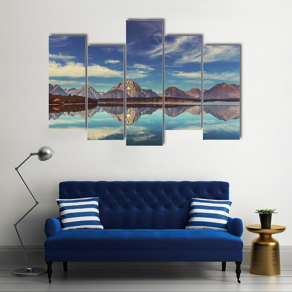 Grand Teton National Park In Wyoming Canvas Wall Art-5 Pop-Gallery Wrap-47" x 32"-Tiaracle