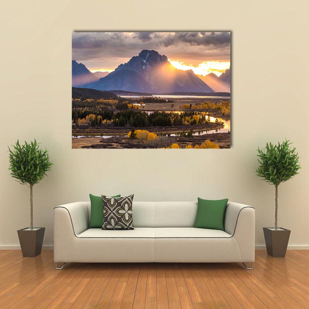 Grand Teton National Park Wyoming Canvas Wall Art-4 Square-Gallery Wrap-17" x 17"-Tiaracle