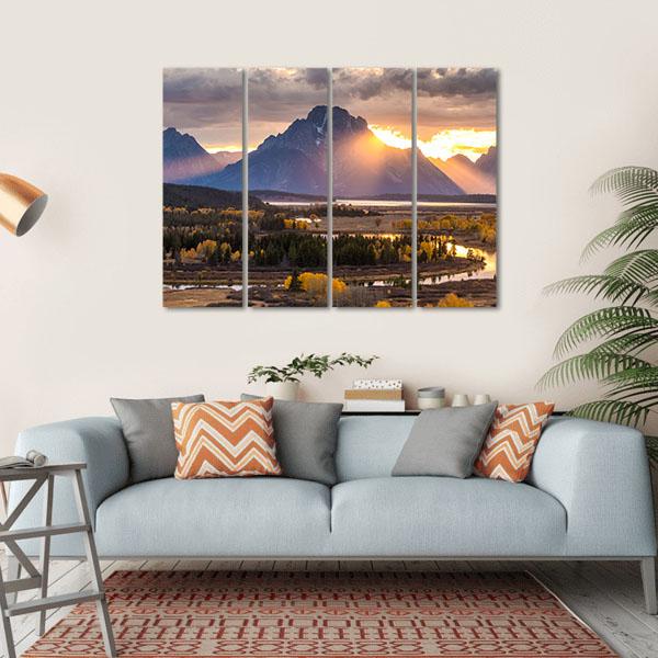 Grand Teton National Park Wyoming Canvas Wall Art-4 Horizontal-Gallery Wrap-34" x 24"-Tiaracle