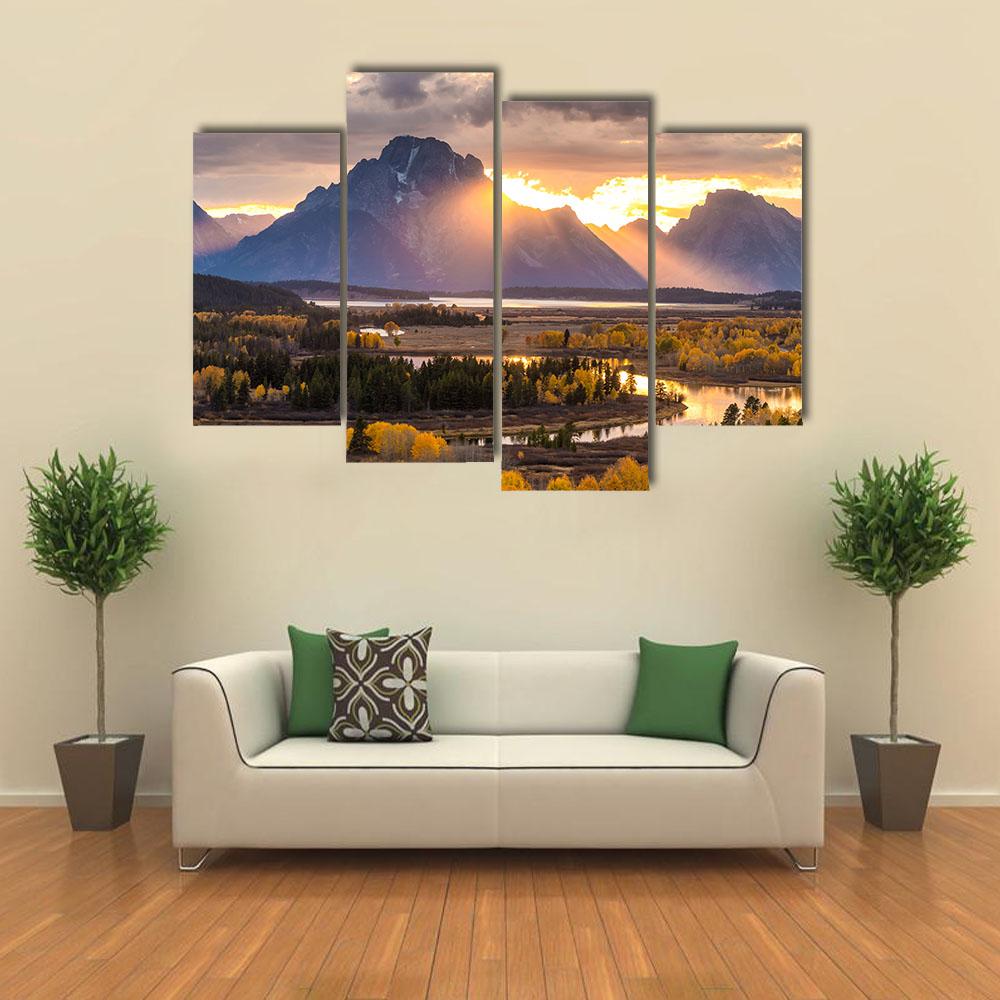 Grand Teton National Park Wyoming Canvas Wall Art-4 Pop-Gallery Wrap-34" x 20"-Tiaracle