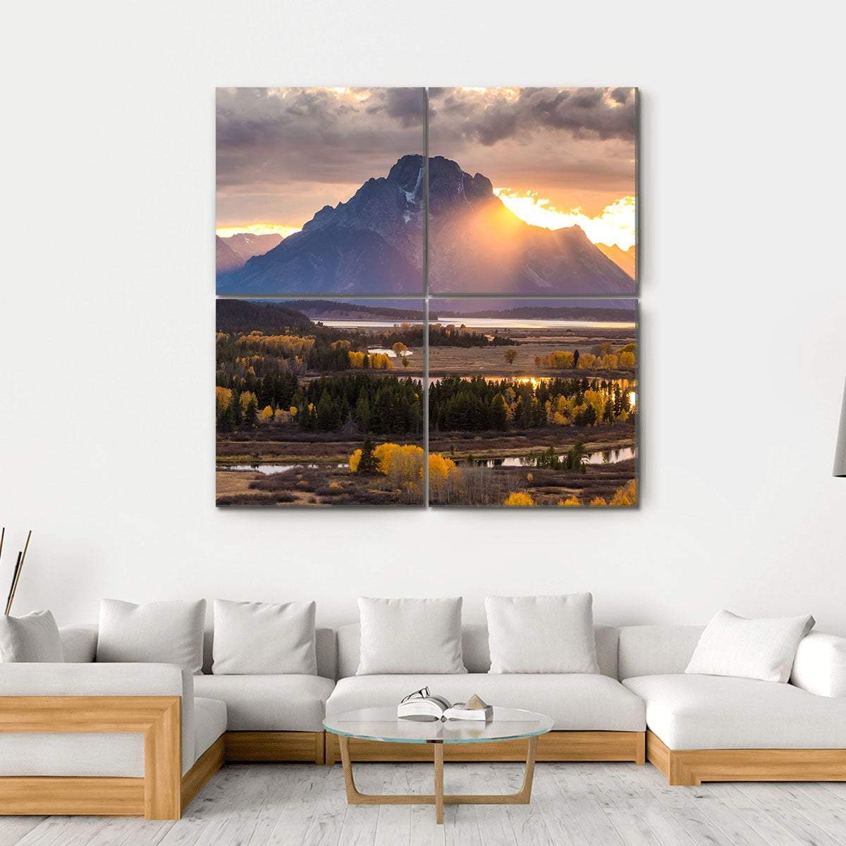 Grand Teton National Park Wyoming Canvas Wall Art-4 Square-Gallery Wrap-17" x 17"-Tiaracle