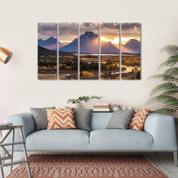 Grand Teton National Park Wyoming Canvas Wall Art-5 Horizontal-Gallery Wrap-22" x 12"-Tiaracle