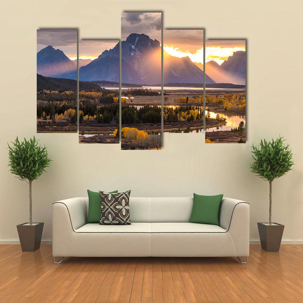 Grand Teton National Park Wyoming Canvas Wall Art-5 Pop-Gallery Wrap-32" x 21"-Tiaracle