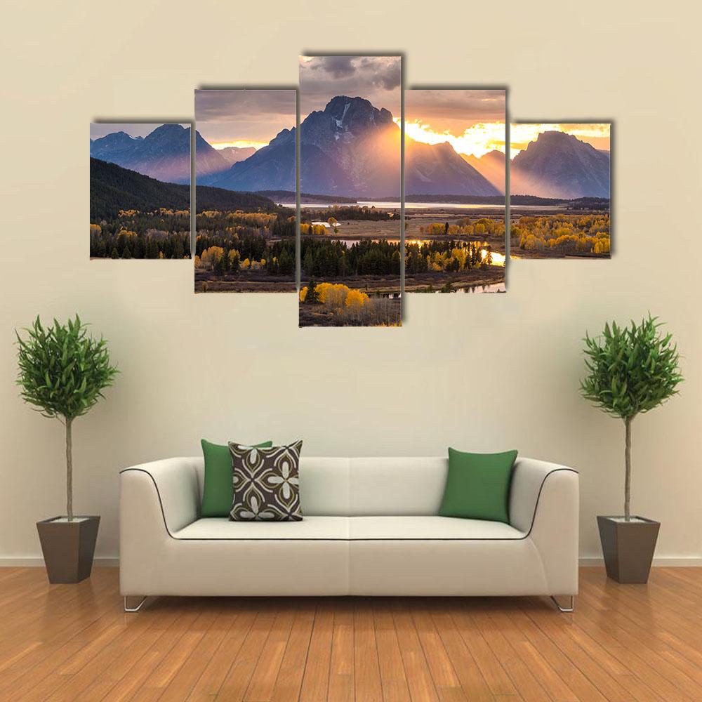 Grand Teton National Park Wyoming Canvas Wall Art-5 Star-Gallery Wrap-42" x 21"-Tiaracle