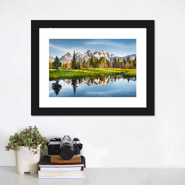 Grand Teton Range In US Rockies Canvas Wall Art-1 Piece-Framed Print-20" x 16"-Tiaracle