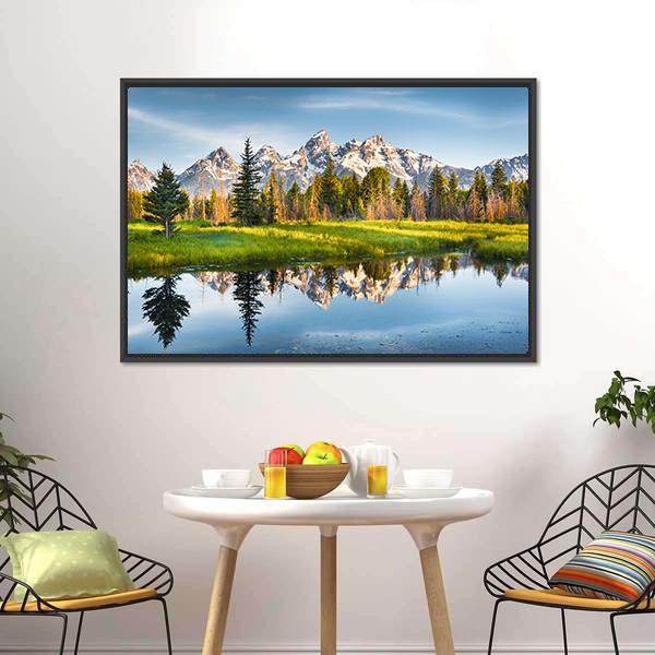 Grand Teton Range In US Rockies Canvas Wall Art-5 Horizontal-Gallery Wrap-22" x 12"-Tiaracle