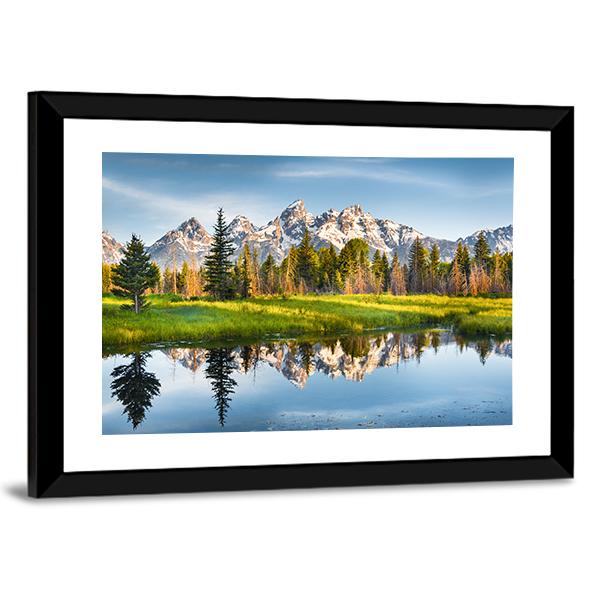 Grand Teton Range In US Rockies Canvas Wall Art-5 Horizontal-Gallery Wrap-22" x 12"-Tiaracle