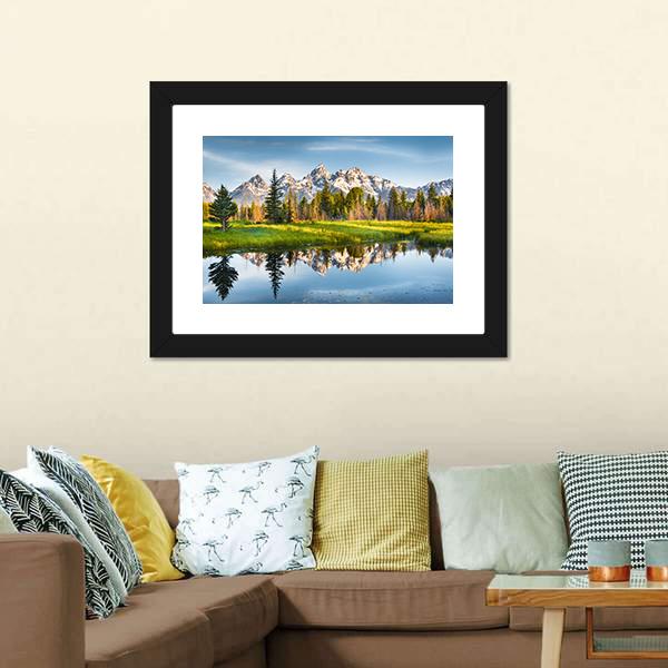 Grand Teton Range In US Rockies Canvas Wall Art-3 Horizontal-Gallery Wrap-25" x 16"-Tiaracle