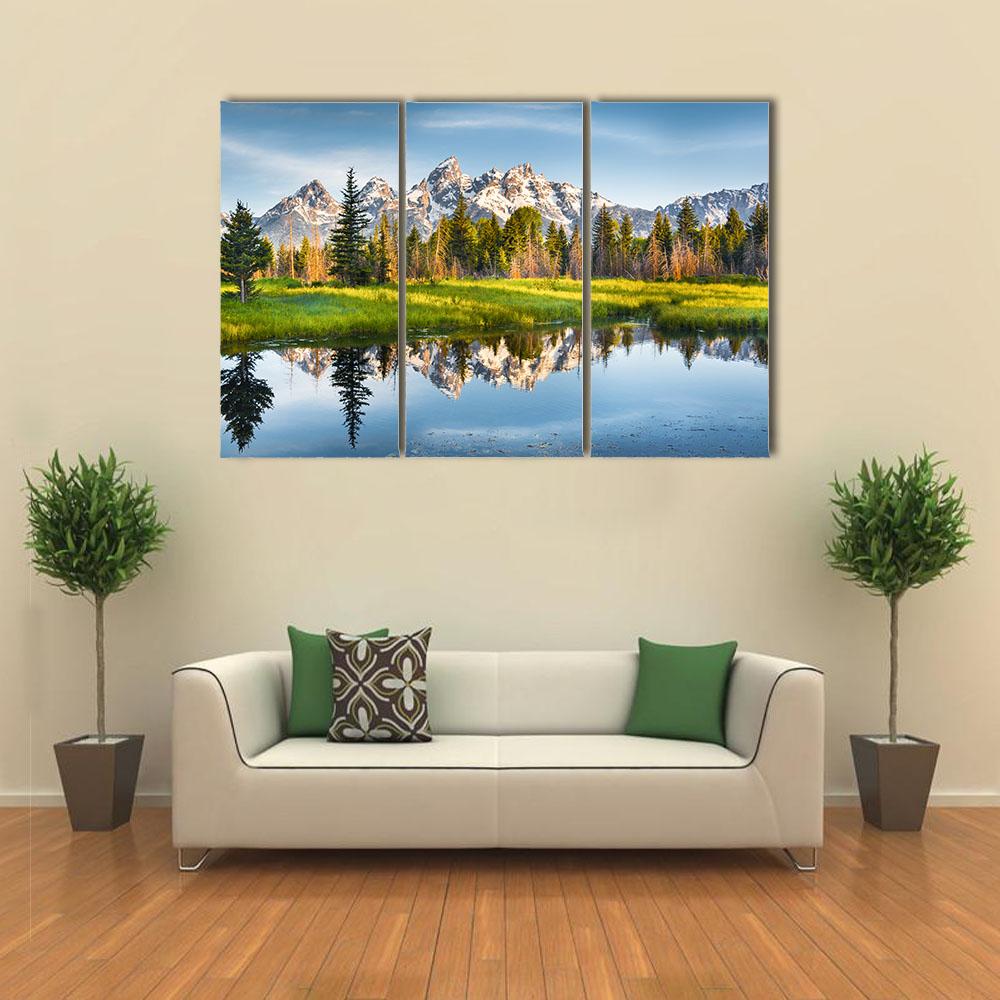 Grand Teton Range In US Rockies Canvas Wall Art-3 Horizontal-Gallery Wrap-25" x 16"-Tiaracle