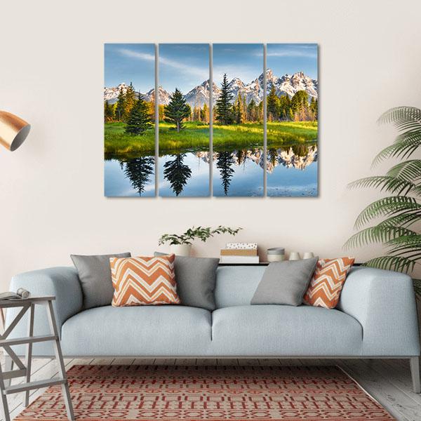 Grand Teton Range In US Rockies Canvas Wall Art-4 Horizontal-Gallery Wrap-34" x 24"-Tiaracle