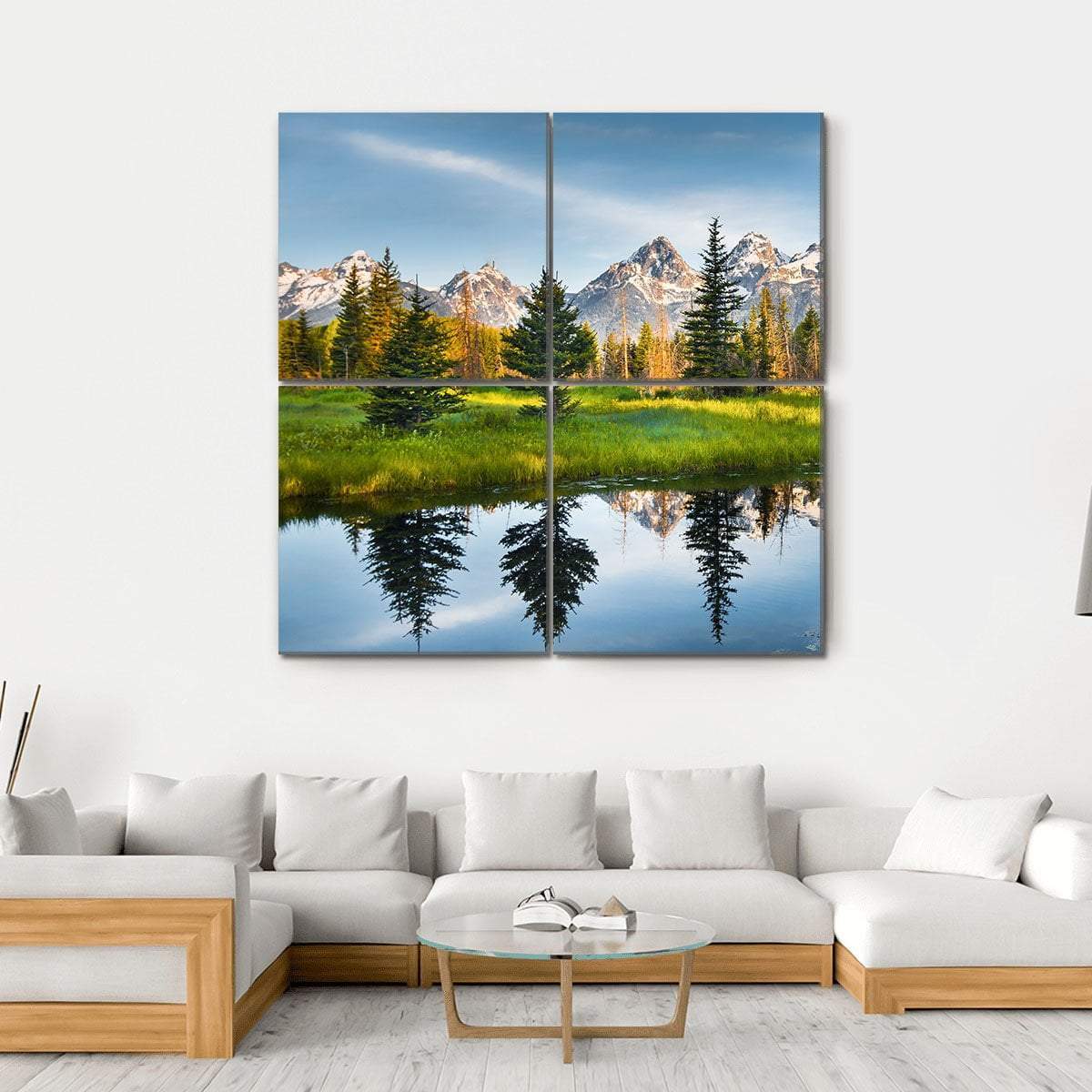 Grand Teton Range In US Rockies Canvas Wall Art-4 Square-Gallery Wrap-17" x 17"-Tiaracle