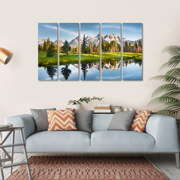 Grand Teton Range In US Rockies Canvas Wall Art-5 Horizontal-Gallery Wrap-22" x 12"-Tiaracle