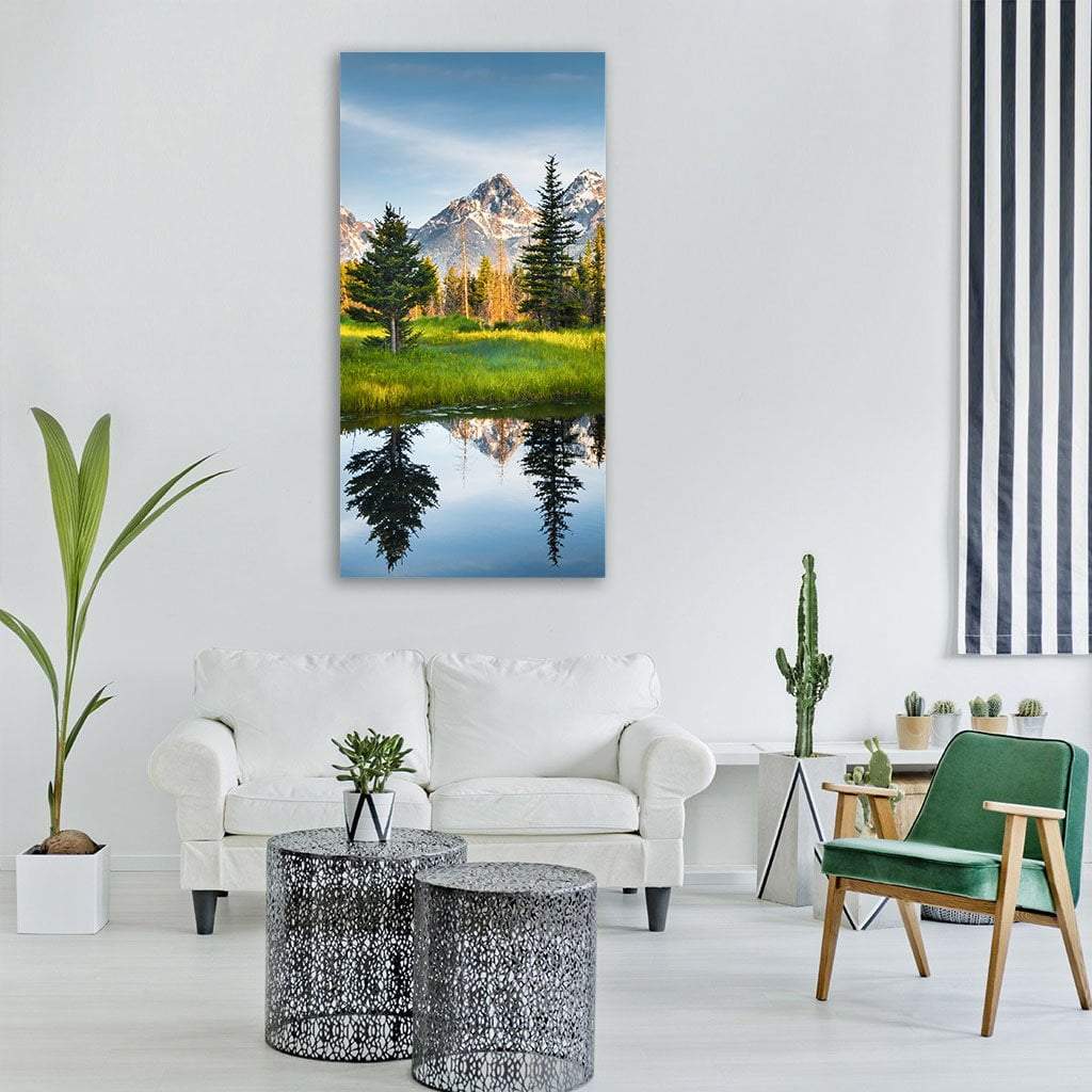 Grand Teton Range In US Rockies Vertical Canvas Wall Art-1 Vertical-Gallery Wrap-12" x 24"-Tiaracle