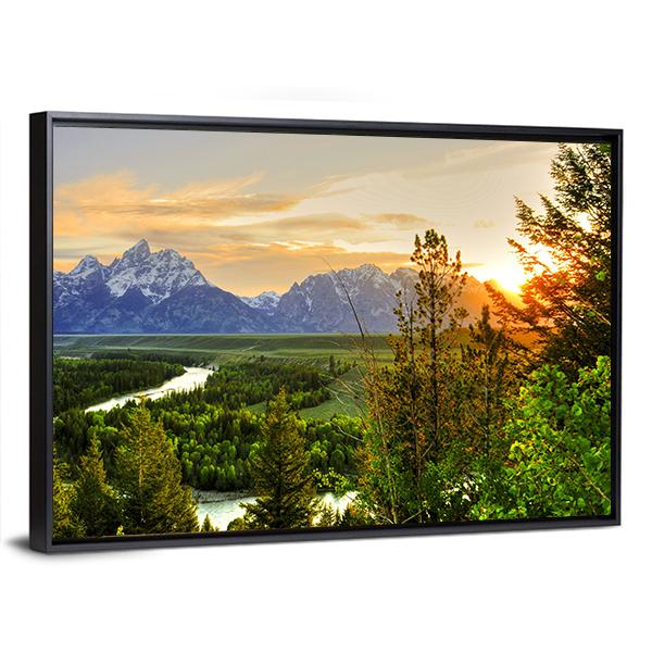 Grand Teton &amp; Snake River Canvas Wall Art-3 Horizontal-Gallery Wrap-25" x 16"-Tiaracle