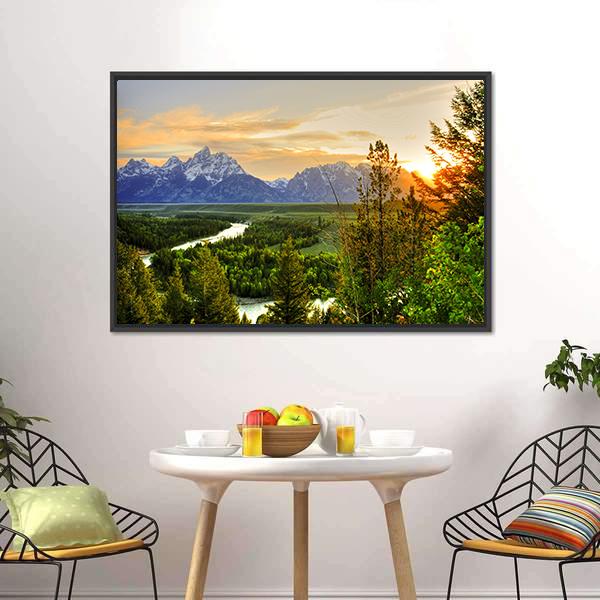 Grand Teton &amp; Snake River Canvas Wall Art-3 Horizontal-Gallery Wrap-25" x 16"-Tiaracle