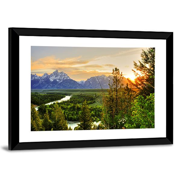 Grand Teton &amp; Snake River Canvas Wall Art-3 Horizontal-Gallery Wrap-25" x 16"-Tiaracle