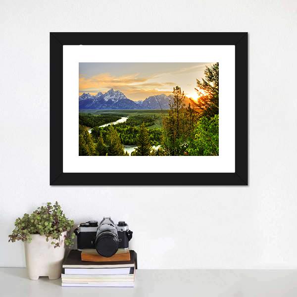 Grand Teton &amp; Snake River Canvas Wall Art-1 Piece-Framed Print-20" x 16"-Tiaracle